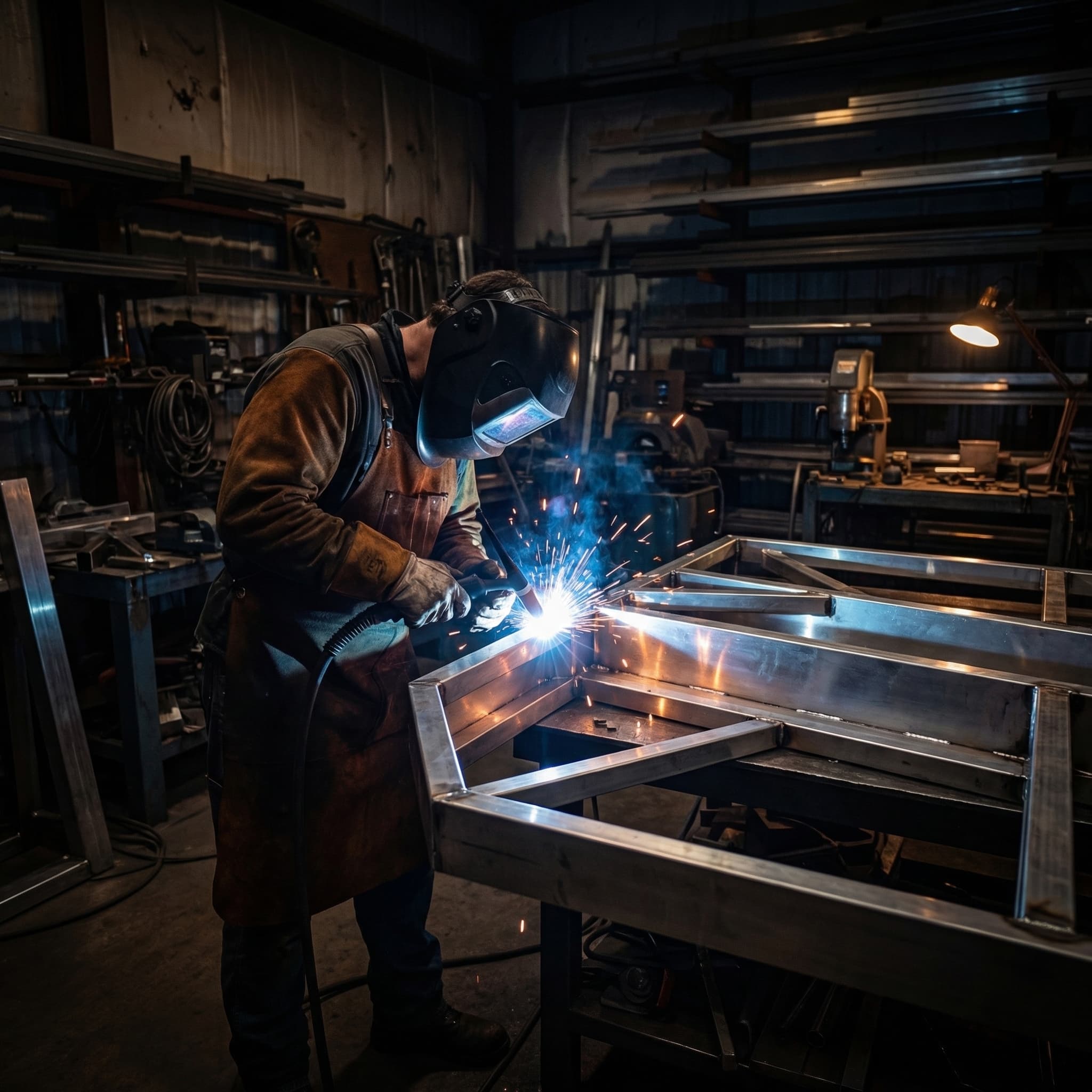 Welding an aluminum frame — custom aluminum fabrication
