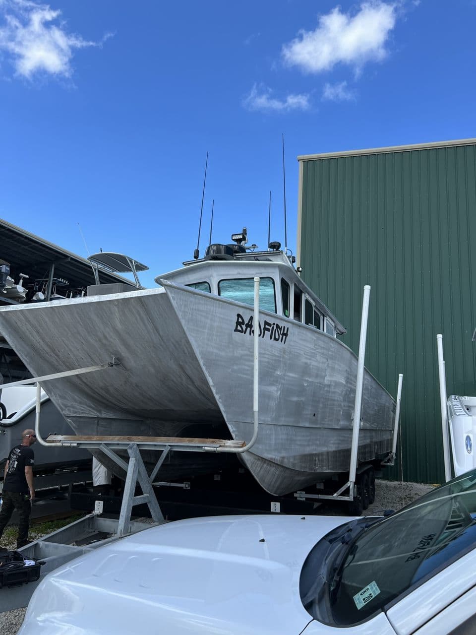 Aluminum boat fuel tank in progress shop — Naples Welding Inc., Naples FL
