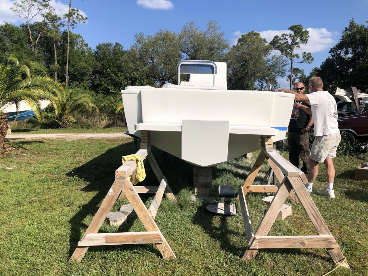 Aluminum boat structure in progress garden — Naples Welding Inc., Naples FL