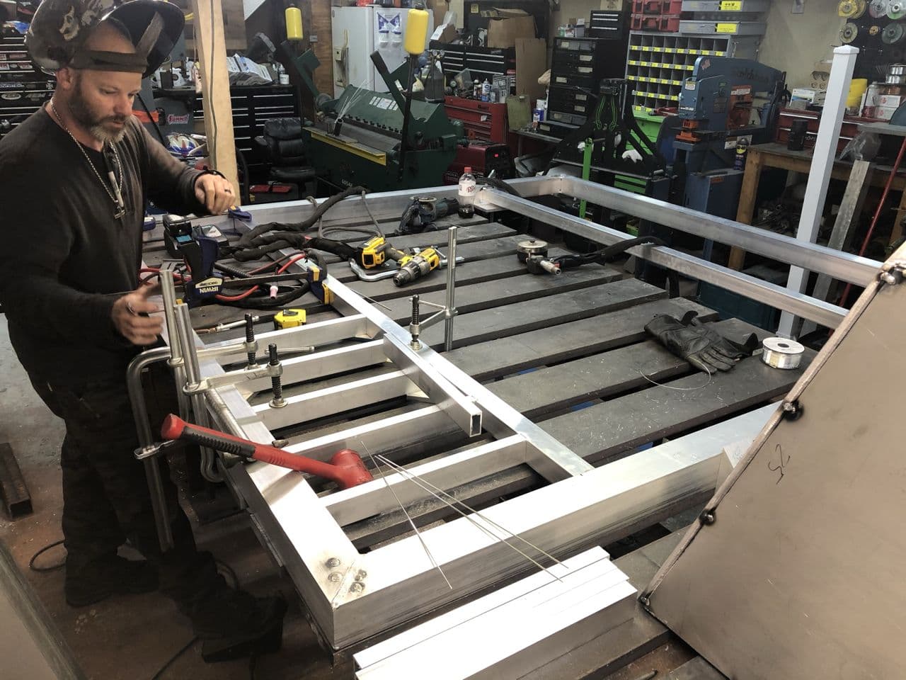 Aluminum structural frame in progress shop — Naples Welding Inc., Naples FL