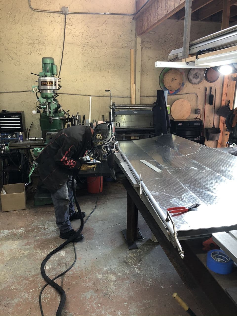 Aluminum structural pipe welding in progress shop — Naples Welding Inc., Naples FL