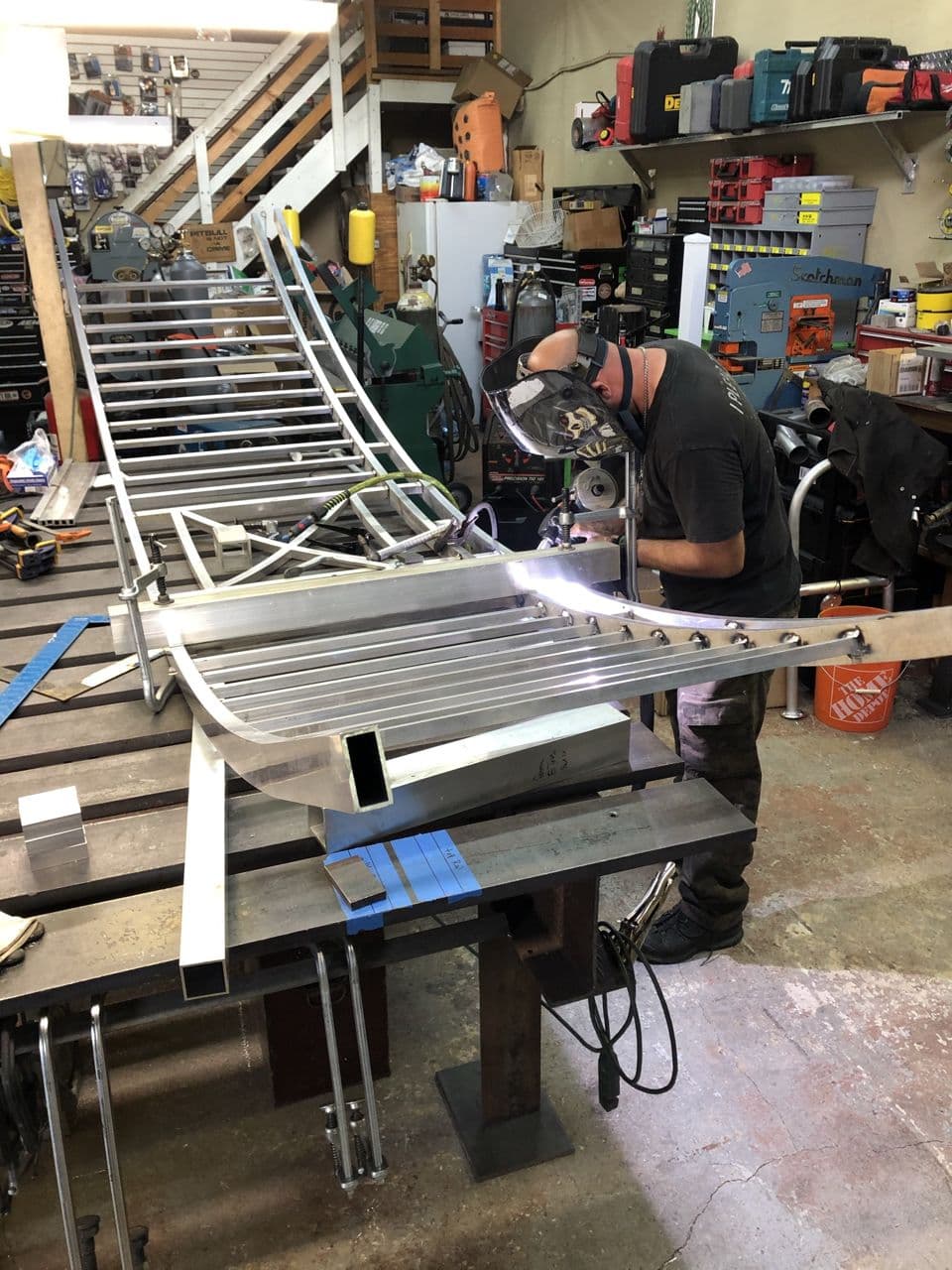 Aluminum submarine frame welding in progress shop — Naples Welding Inc., Naples FL