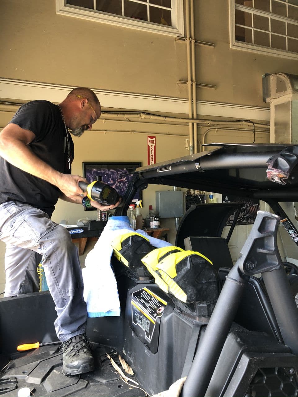 Aluminum utv tank cleaning detail shot garage — Naples Welding Inc., Naples FL