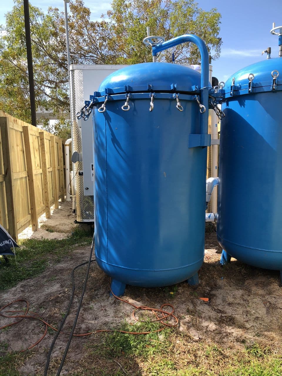 Blue tank structure in progress outdoor — Naples Welding Inc., Naples FL