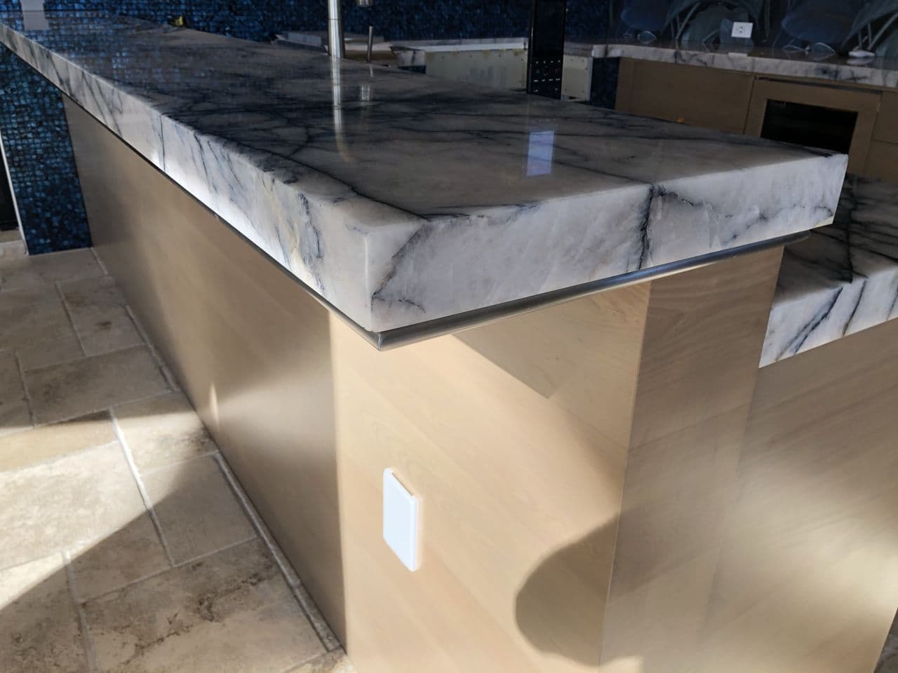 Marble counter top detail shot shop — Naples Welding Inc., Naples FL