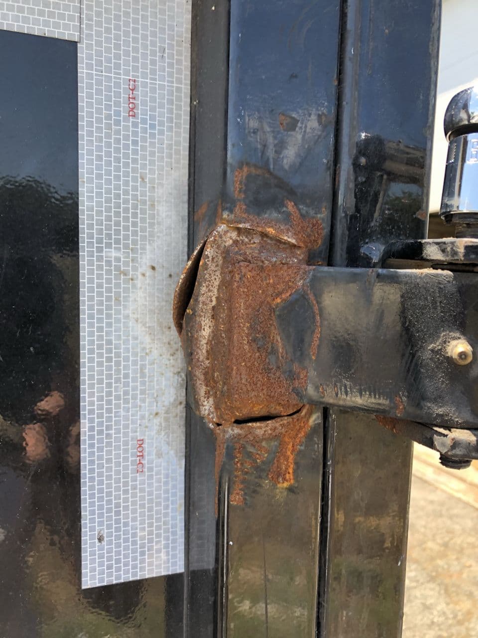 Rusty steel pipe fitting detail shot — Naples Welding Inc., Naples FL