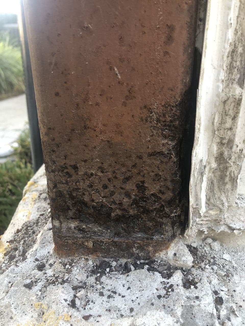 Rusty steel pipe junction detail shot — Naples Welding Inc., Naples FL