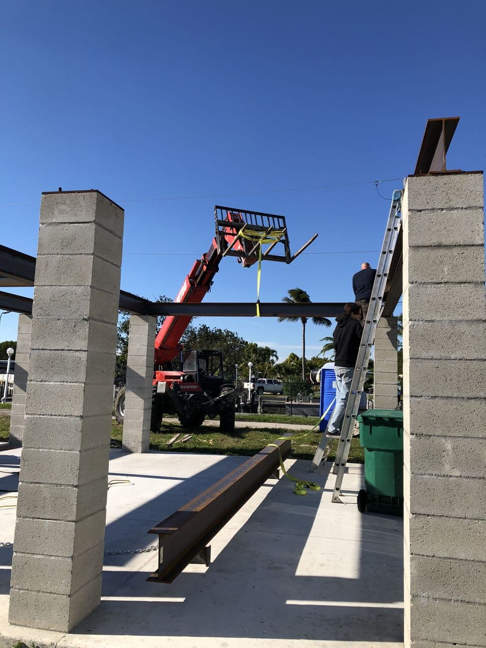 Structural steel beam in progress site — Naples Welding Inc., Naples FL