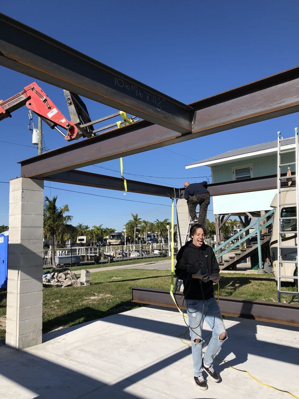Structural steel beam in progress site — Naples Welding Inc., Naples FL