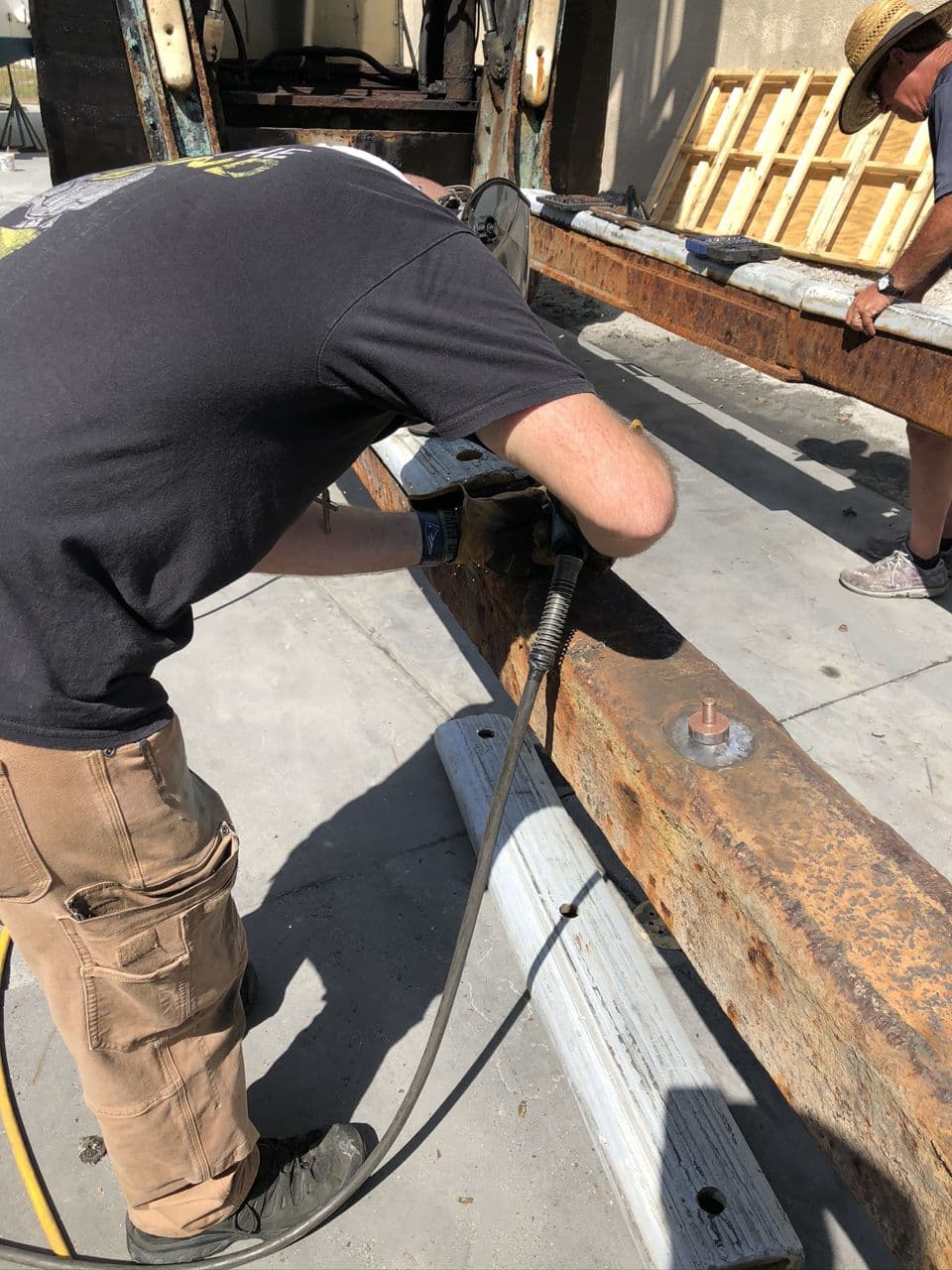 Structural steel beam welding in progress shop — Naples Welding Inc., Naples FL