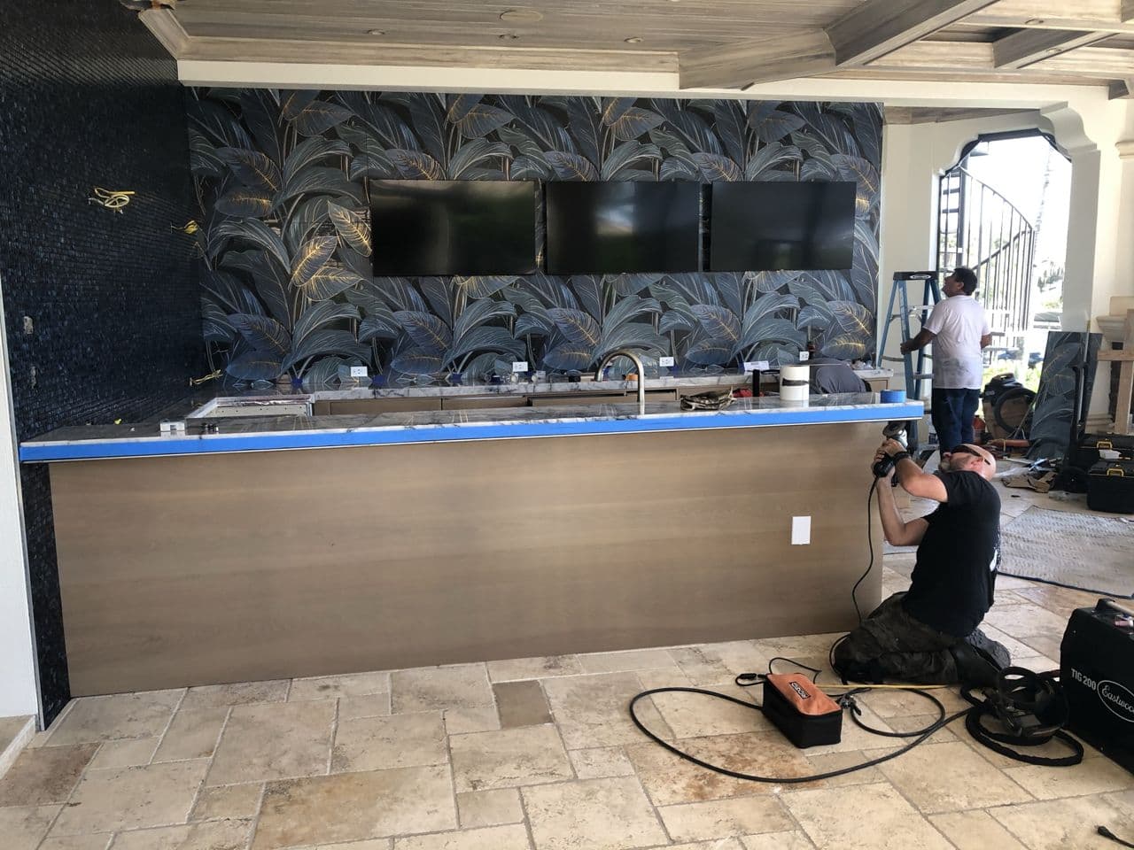 Structural steel counter in progress shop — Naples Welding Inc., Naples FL