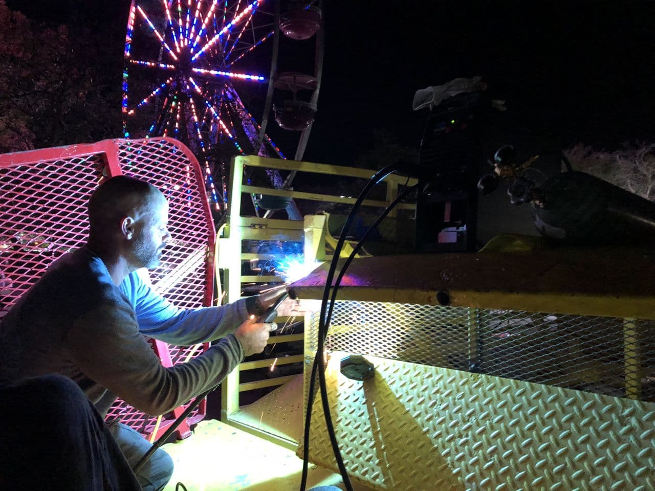 Structural steel ferris wheel welding in progress — Naples Welding Inc., Naples FL