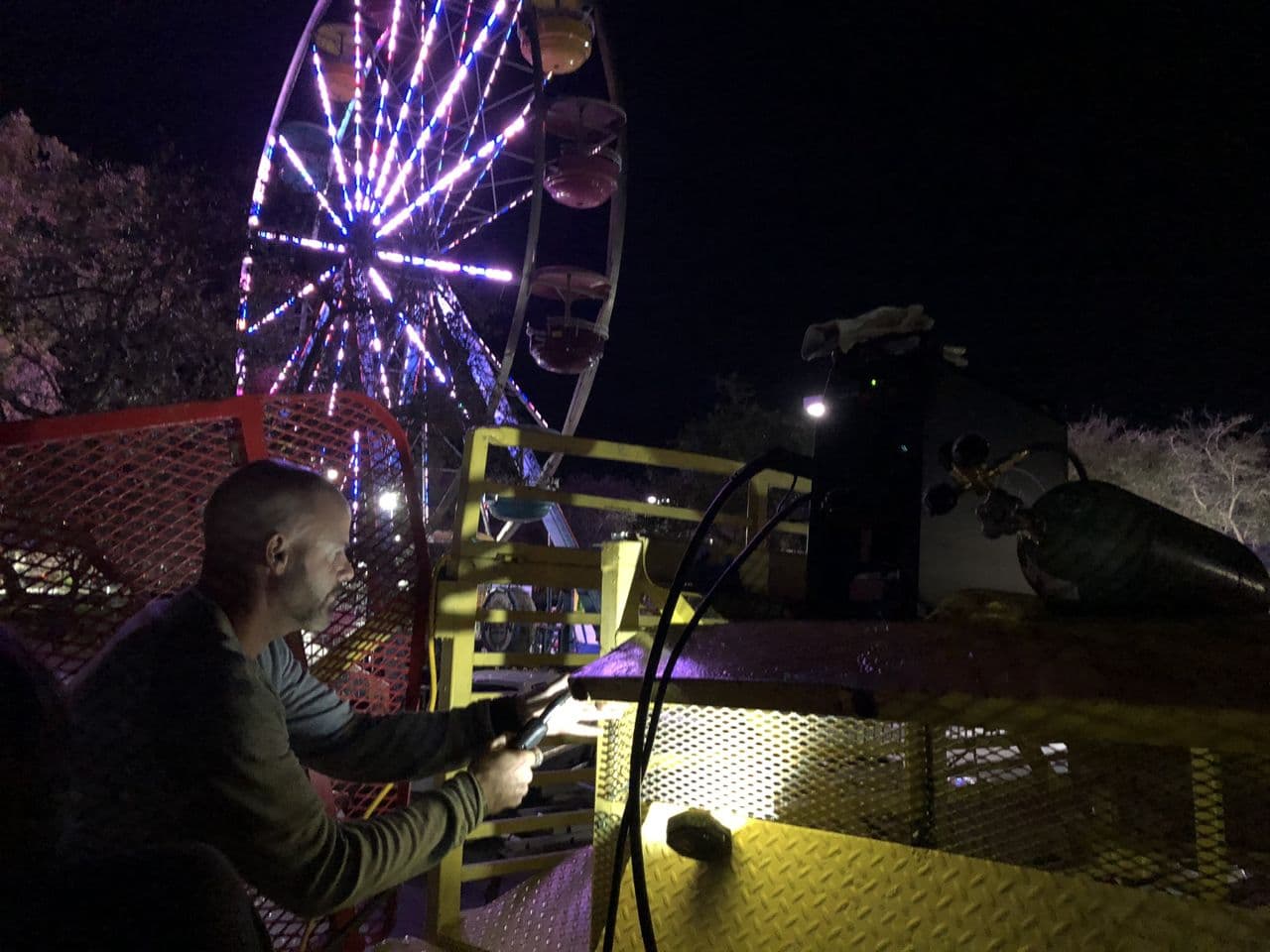 Structural steel ferris wheel welding in progress — Naples Welding Inc., Naples FL