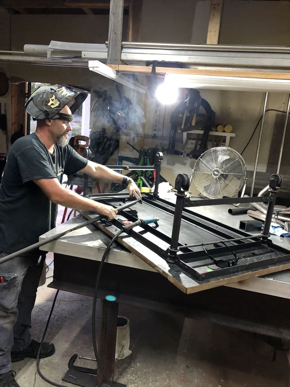 Structural steel frame in progress shop — Naples Welding Inc., Naples FL