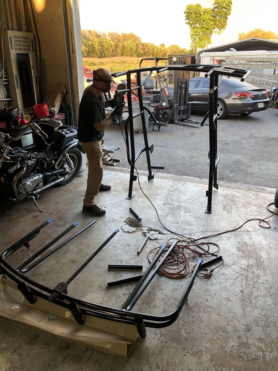 Structural steel frame in progress shop — Naples Welding Inc., Naples FL