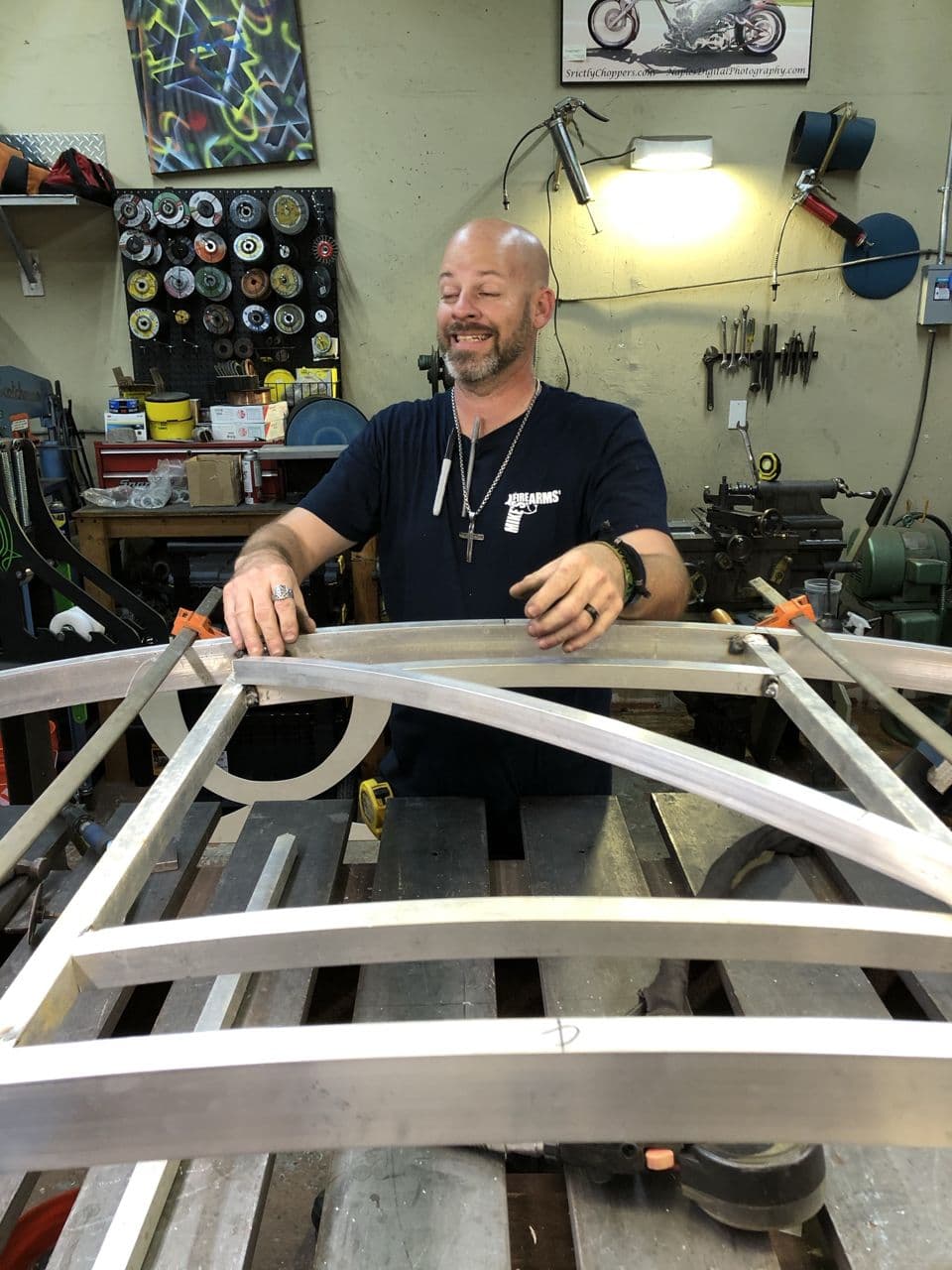 Structural steel frame in progress shop — Naples Welding Inc., Naples FL