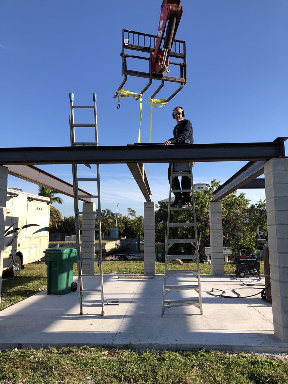 Structural steel frame in progress site — Naples Welding Inc., Naples FL