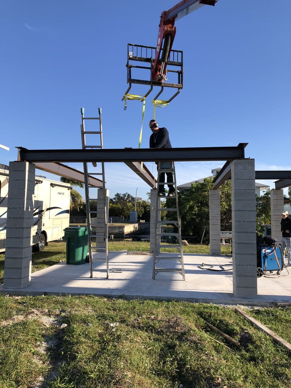 Structural steel frame in progress site — Naples Welding Inc., Naples FL