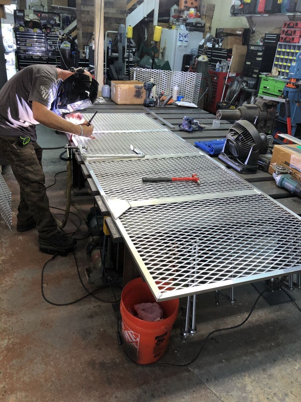 Structural steel mesh fabrication in progress shop — Naples Welding Inc., Naples FL