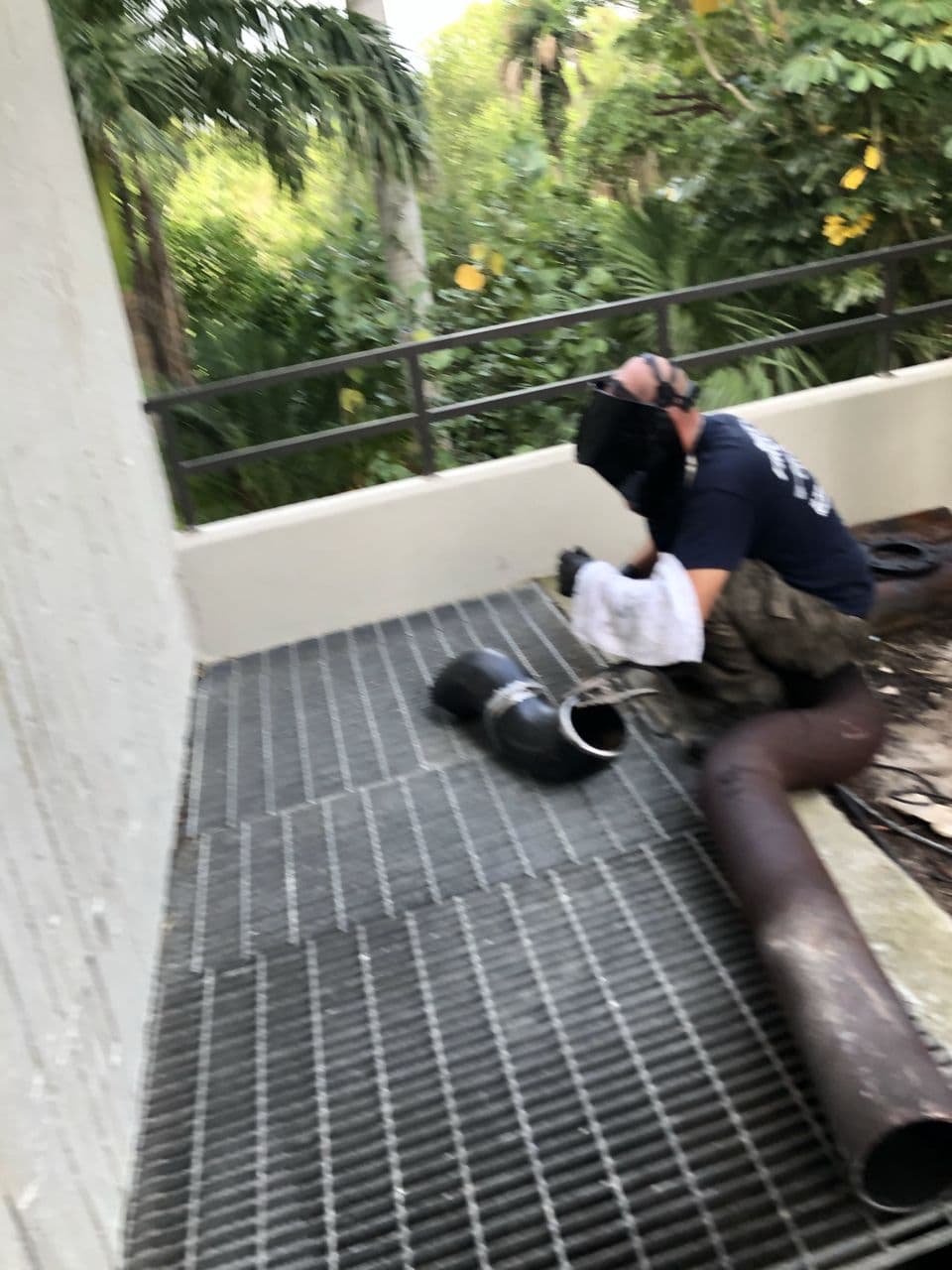 Structural steel pipe fabrication in progress outdoors — Naples Welding Inc., Naples FL