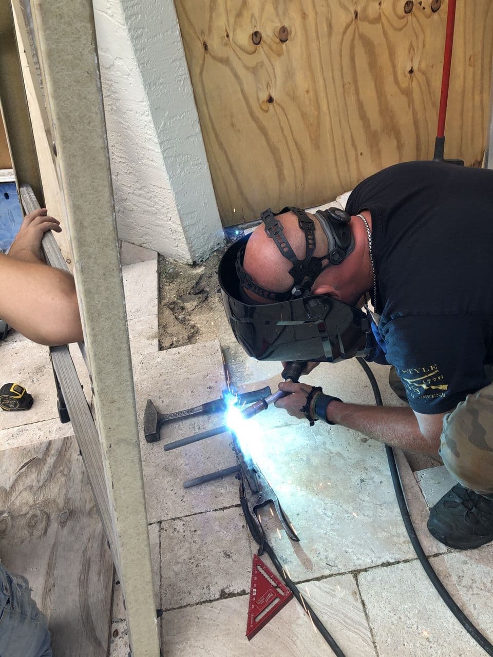 Structural steel pipe welding in progress shop — Naples Welding Inc., Naples FL