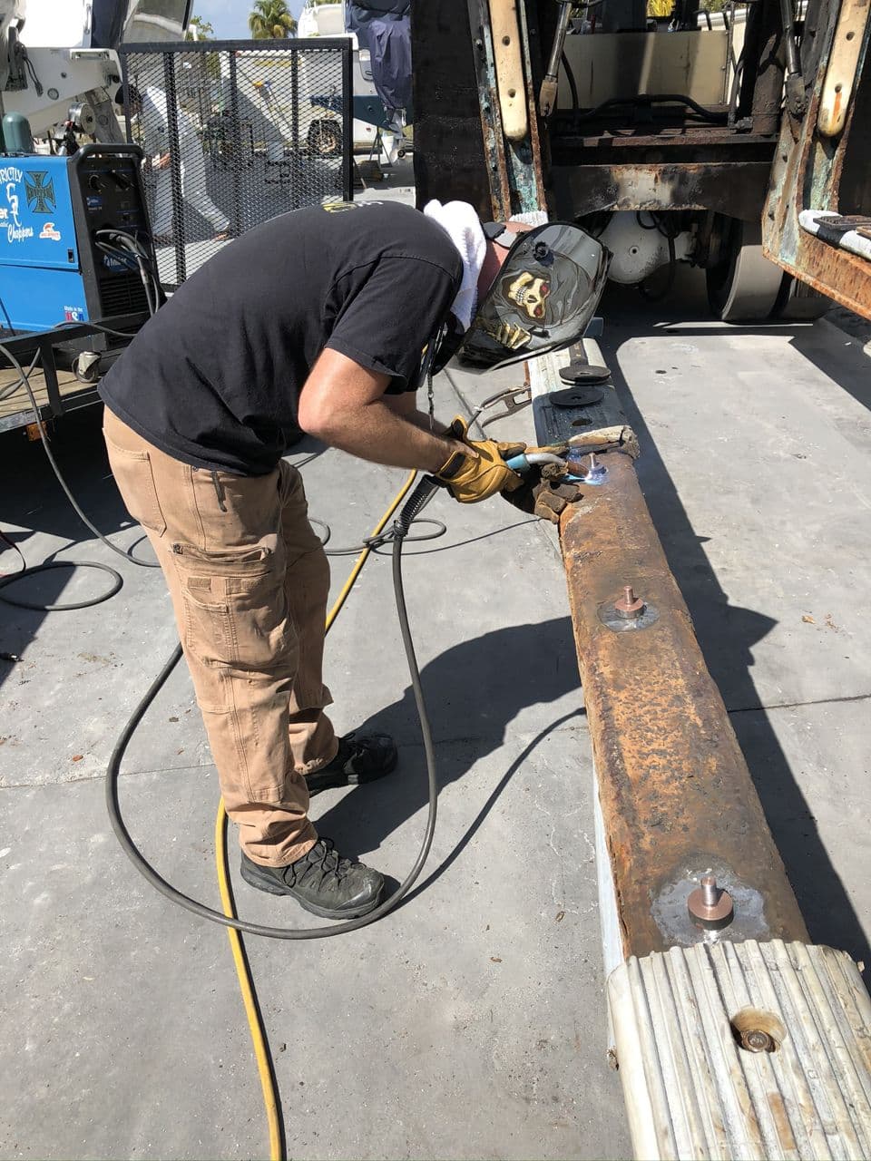 Structural steel pipe welding in progress shop — Naples Welding Inc., Naples FL