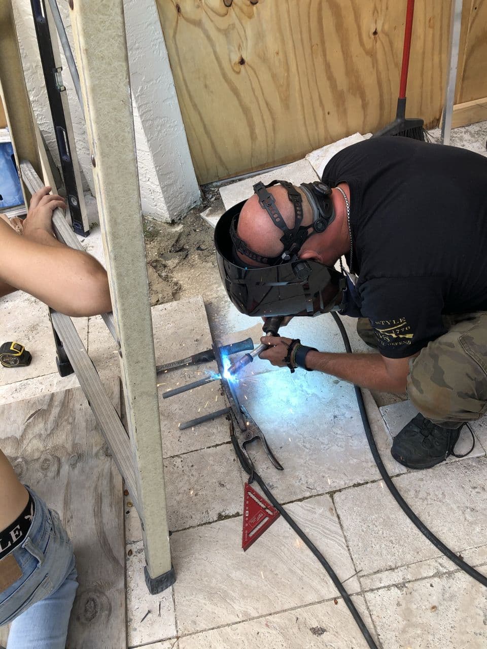 Structural steel pipe welding in progress workshop — Naples Welding Inc., Naples FL