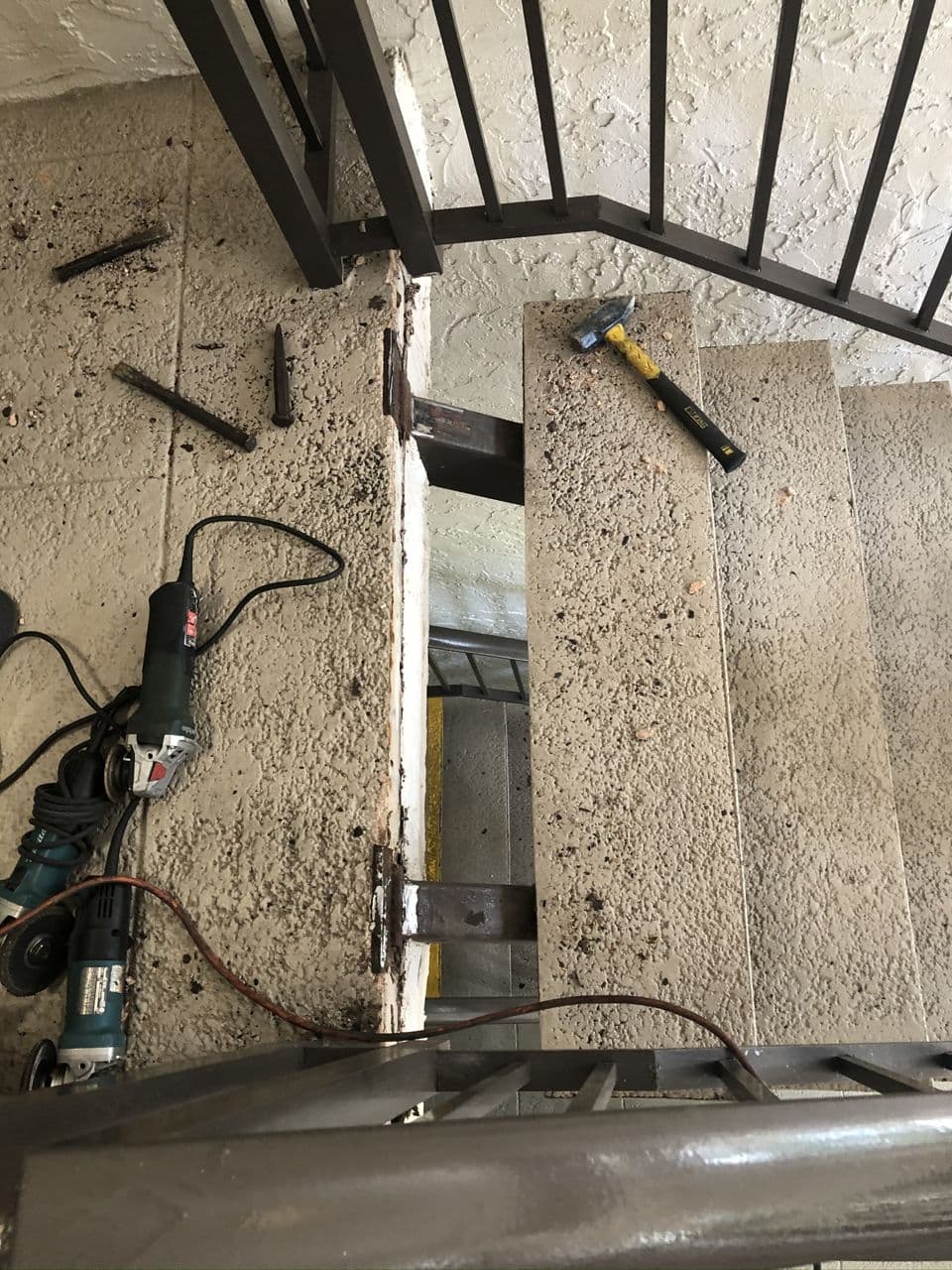 Structural steel staircase repair in progress — Naples Welding Inc., Naples FL