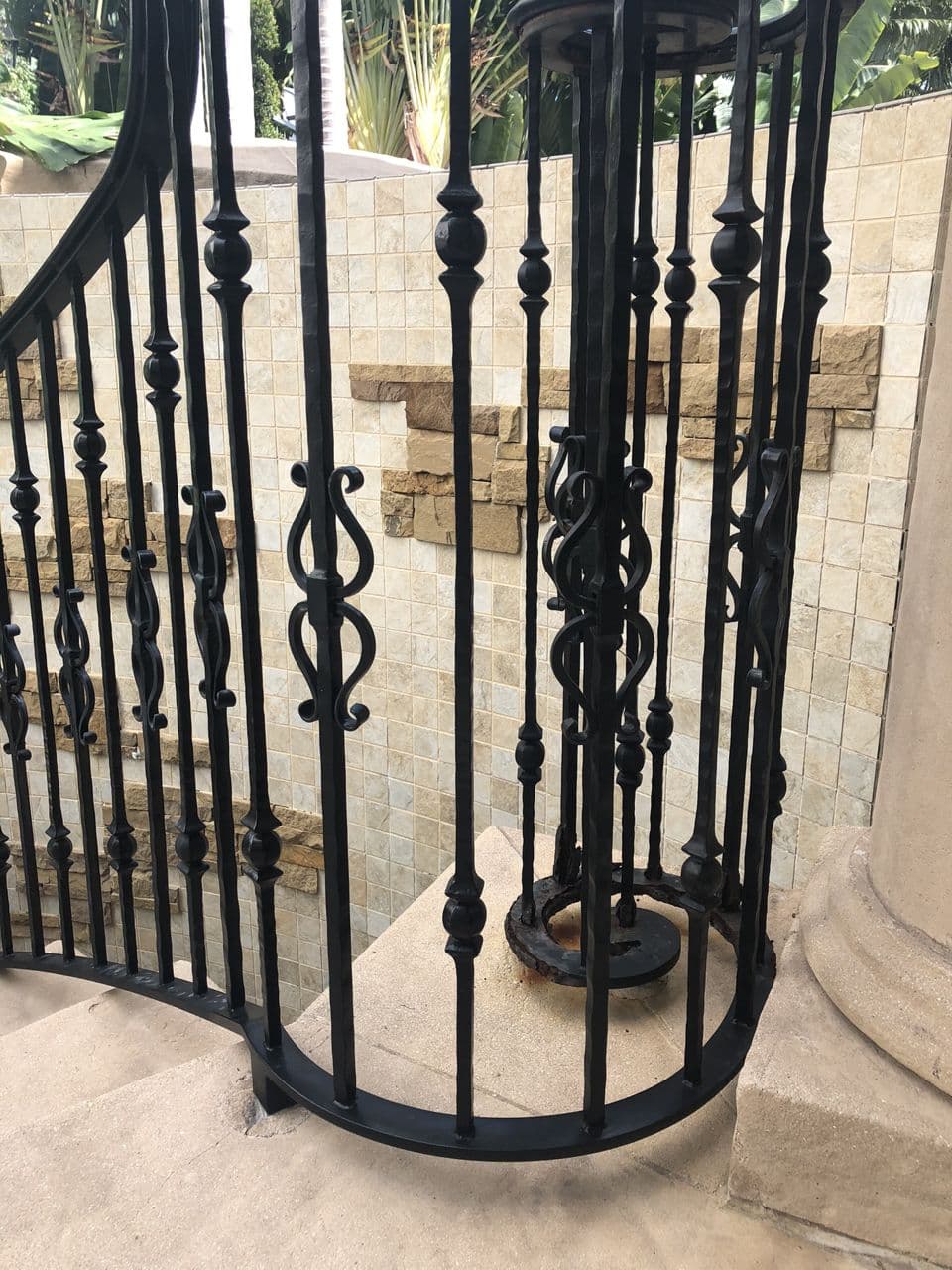 Wrought iron stair railing detail shot — Naples Welding Inc., Naples FL